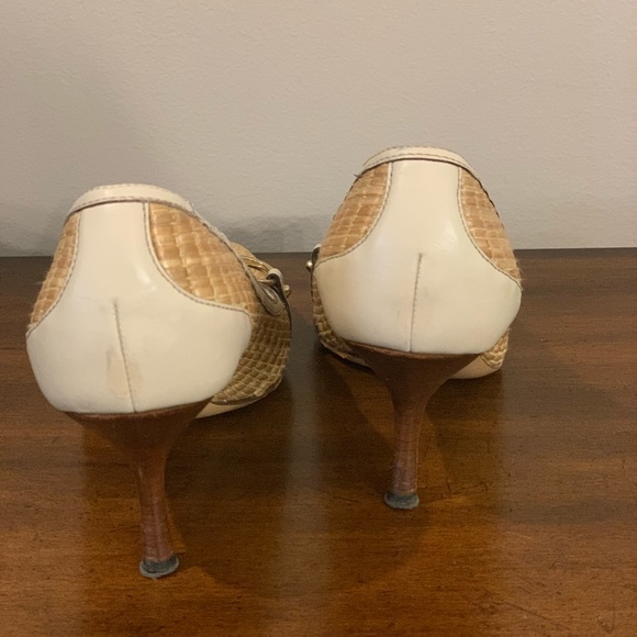 GUCCI - Horse bit Bamboo Straw Kitten heels - Picture 4 of 10